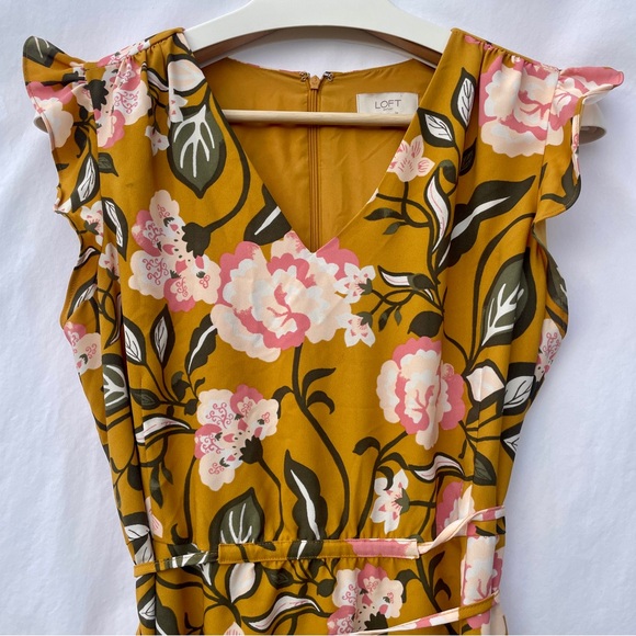 LOFT Mustard Floral Midi Dress - Picture 4 of 10